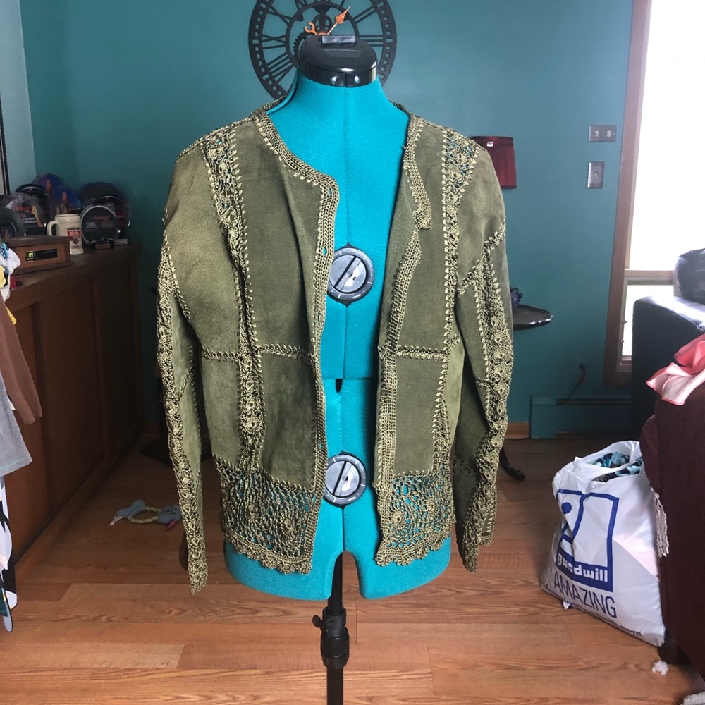 Suede and knit jacket